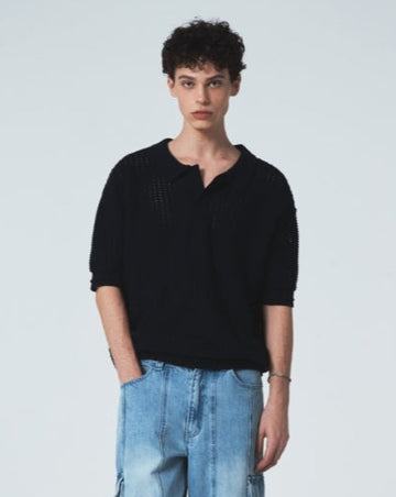 24SS★BUTTER CREAM KNIT HALF SHIRTS